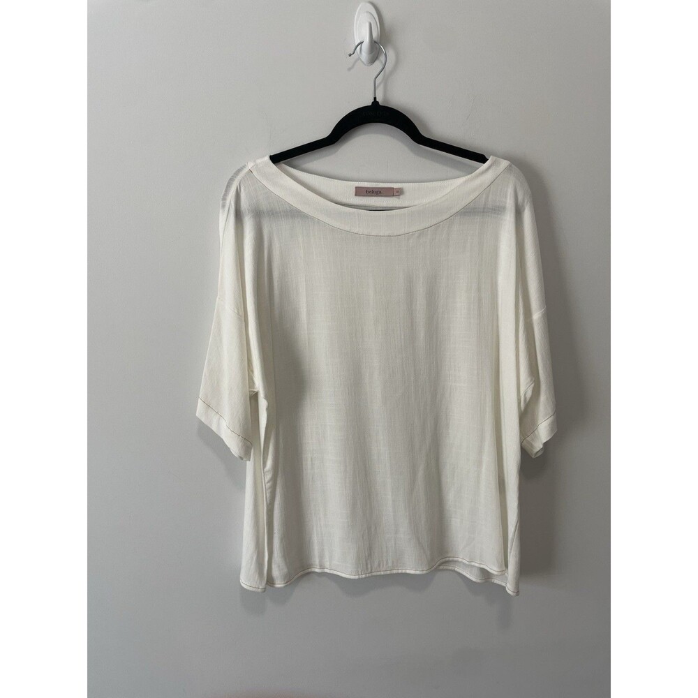 Beluga Brazilian Flowy Large White Top Lightweight Romantic Classic Ivory Chic